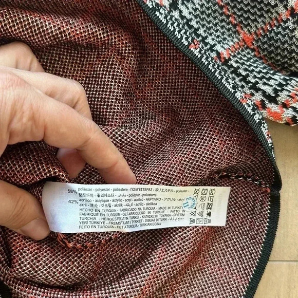 NWT Zara Bodycon Houndstooth Plaid Knit Dress Boat Halter Neck Black/Orange Sz L - Picture 15 of 16